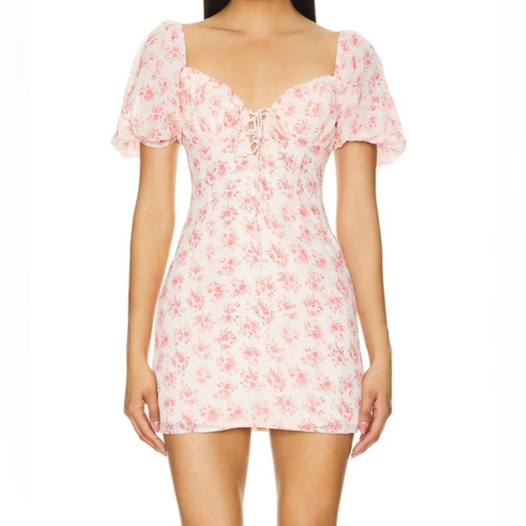 More To Come Dresses & Skirts - Revolve More To Come Sherrie Puff Sleeve Pink Floral Mini Dress size XS $78